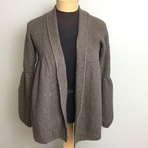 One A Med brown open front puff sleeve cardigan